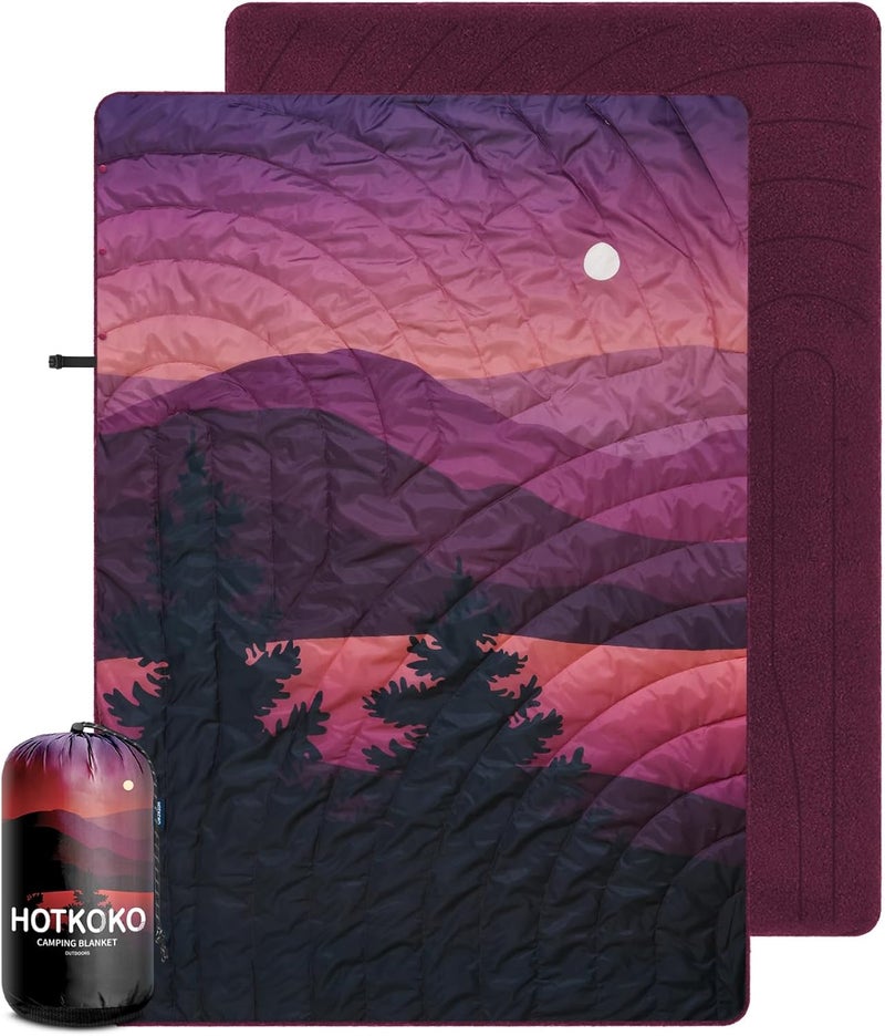 hotkoko Hooded Stadium Blanket, Waterproof Fleece Wearable Camping Blanket - Image 2